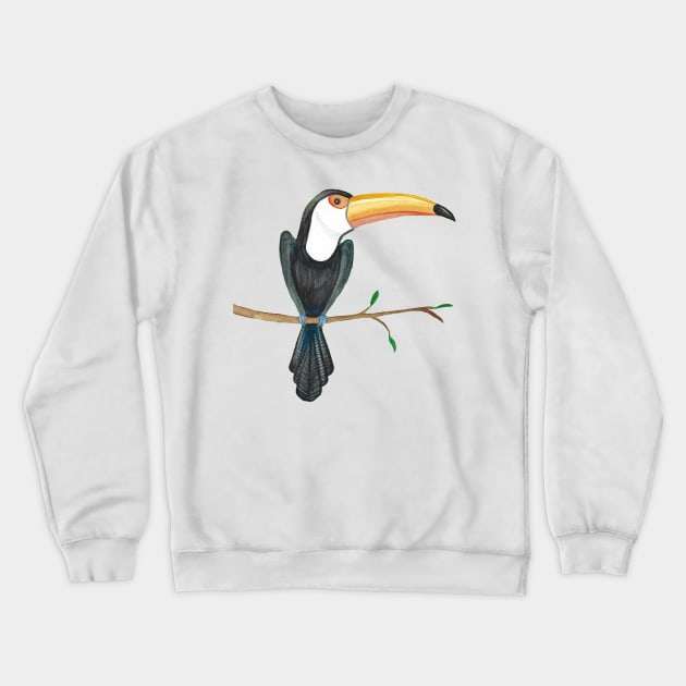 Watercolor tropical toucan design Crewneck Sweatshirt by kuallidesigns